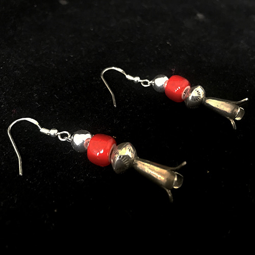 Squash Blossom With Trade Bead Earring